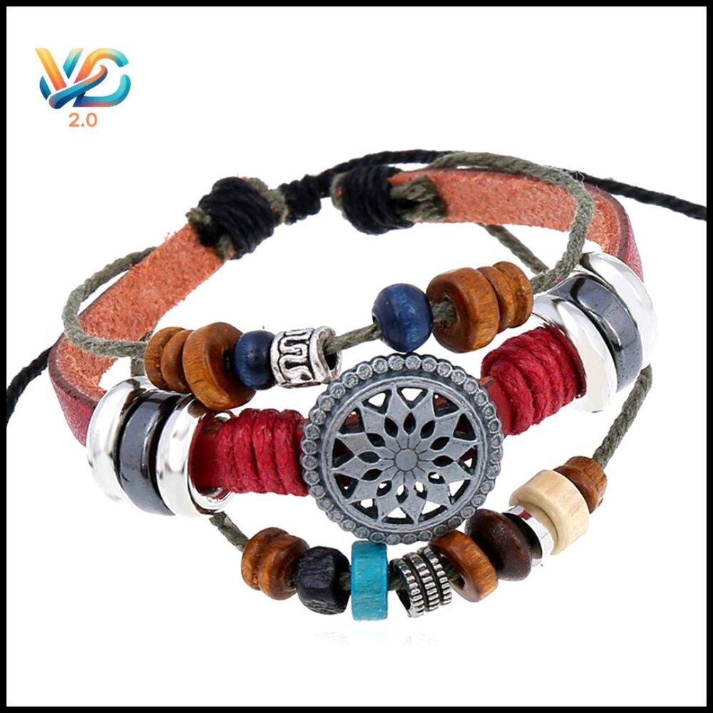 Vintage Bohemian Multilayer Beaded Wrap Bracelet‎ Unisex Retro Tribal Style
